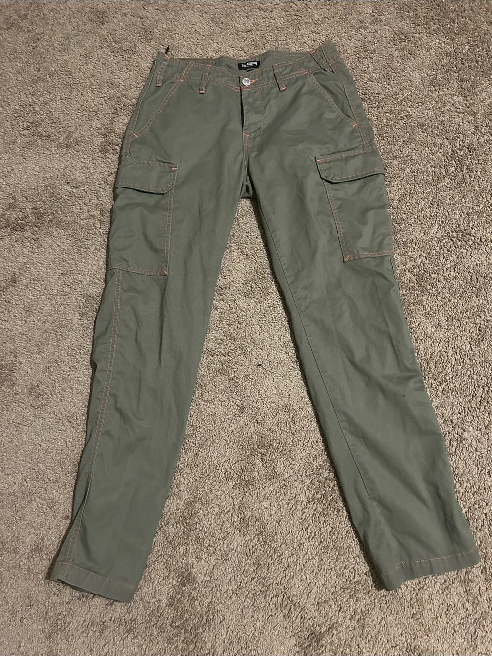 True Religion Olive Green Cargo Pants with Flap Pockets